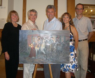 Photo of Don Troiani wth his "Departure of the Minutemen" painting