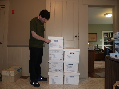 Image of the Atwood Files in file boxes.