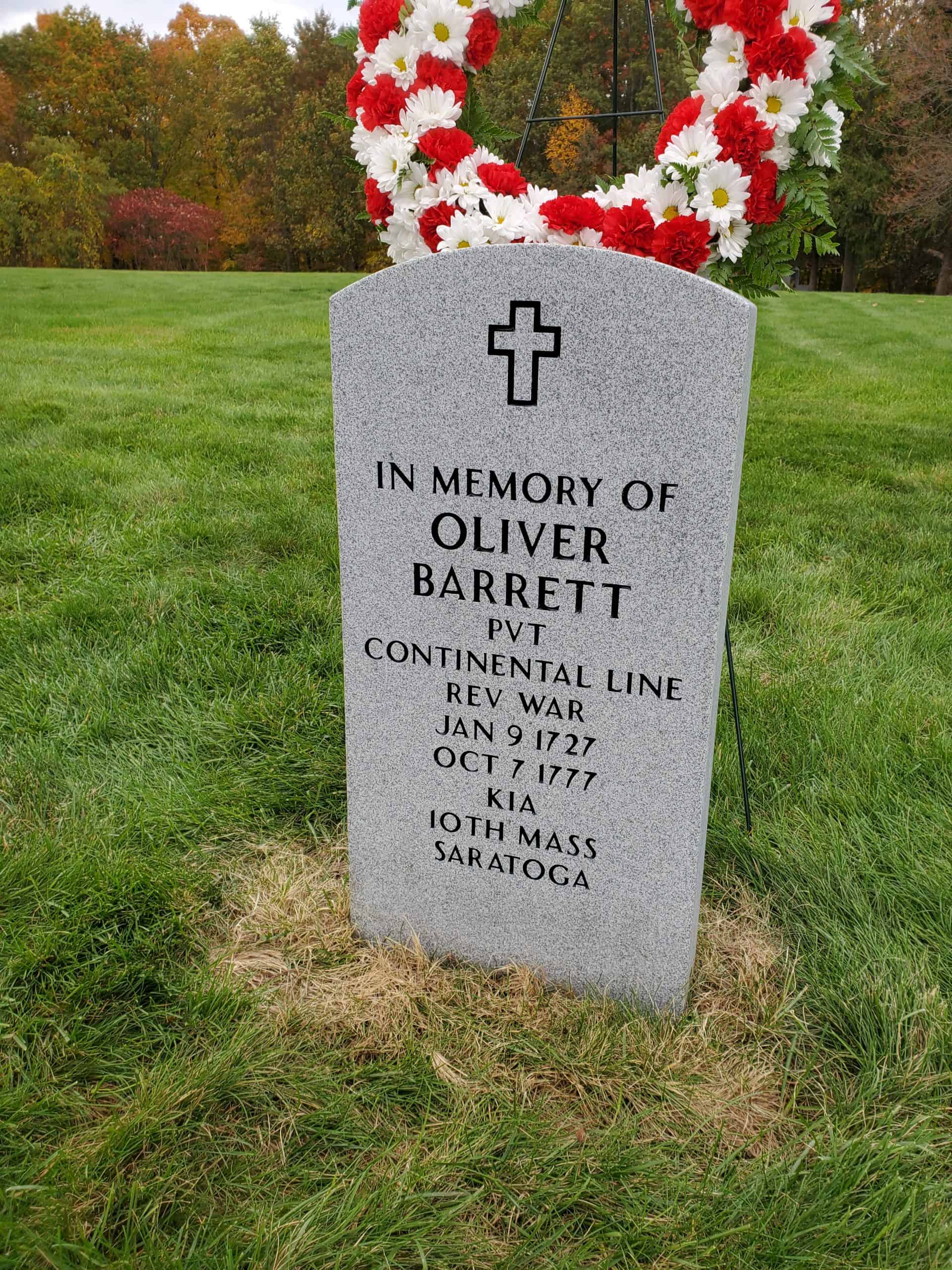 Pvt. Oliver Barrett (1726 1777) Memorial Dedication, Saratoga National